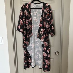 Floral Long Open Cardigan